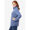 Woman Within Plus Size Microfleece Quarter-Zip Pullover(Evening Blue Marled)