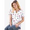Woman Within Plus Size Notch-Neck Pocket Tee(French Blue Americana Tie Dye)