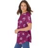 Woman Within Plus Size Notch-Neck Pocket Tee(Navy Multi Stripe)