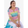 Woman Within Plus Size Notch-Neck Pocket Tee(Seafoam Americana Tie Dye)