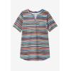 Woman Within Plus Size Notch-Neck Pocket Tee(Seafoam Americana Tie Dye)