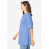 Woman Within Plus Size Perfect Cuffed Elbow-Sleeve Boat-Neck Tee(French Blue)