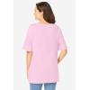 Woman Within Plus Size Perfect Cuffed Elbow-Sleeve Boat-Neck Tee(Pink)