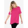 Woman Within Plus Size Perfect Cuffed Elbow-Sleeve Boat-Neck Tee(Pretty Turquoise)