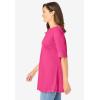 Woman Within Plus Size Perfect Cuffed Elbow-Sleeve Boat-Neck Tee(Raspberry Sorbet)
