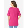 Woman Within Plus Size Perfect Cuffed Elbow-Sleeve Boat-Neck Tee(Raspberry Sorbet)