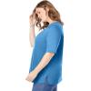 Woman Within Plus Size Perfect Elbow-Sleeve Square-Neck Tee(Azure Blue)