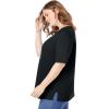 Woman Within Plus Size Perfect Elbow-Sleeve Square-Neck Tee(Black)