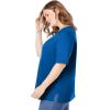 Woman Within Plus Size Perfect Elbow-Sleeve Square-Neck Tee(Bright Cobalt)