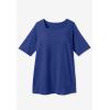 Woman Within Plus Size Perfect Elbow-Sleeve Square-Neck Tee(Lime)