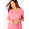 Woman Within Plus Size Perfect Elbow-Sleeve Square-Neck Tee(Navy)