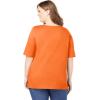 Woman Within Plus Size Perfect Elbow-Sleeve Square-Neck Tee(Orange Twist)