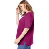 Woman Within Plus Size Perfect Elbow-Sleeve Square-Neck Tee(Raspberry)