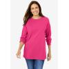 Woman Within Plus Size Perfect Long-Sleeve Crewneck Tee (Petite Available)(Raspberry)