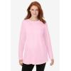 Woman Within Plus Size Perfect Long-Sleeve Crewneck Tunic(Black)