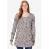 Woman Within Plus Size Perfect Long-Sleeve Henley Tee(Navy)