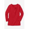 Woman Within Plus Size Perfect Long-Sleeve Henley Tee(Waterfall)