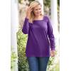 Woman Within Plus Size Perfect Long-Sleeve Square-Neck Tee(Deep Claret)