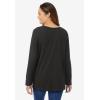 Woman Within Plus Size Perfect Long-Sleeve V-Neck Tee(Black)