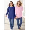 Woman Within Plus Size Perfect Long-Sleeve V-Neck Tee(Black)