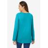 Woman Within Plus Size Perfect Long-Sleeve V-Neck Tee(Pretty Turquoise)