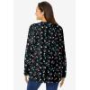 Woman Within Plus Size Perfect Printed Long-Sleeve Crewneck Tee(Black Mistletoe)