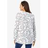 Woman Within Plus Size Perfect Printed Long-Sleeve Crewneck Tee(Black Multi Tulip Flowers)