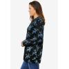 Woman Within Plus Size Perfect Printed Long-Sleeve Crewneck Tee(Blue Rose Ditsy Bouquet)