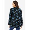 Woman Within Plus Size Perfect Printed Long-Sleeve Crewneck Tee(Blue Rose Ditsy Bouquet)
