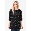 Woman Within Plus Size Perfect Printed Long-Sleeve Crewneck Tee(Classic Red Snowflakes)