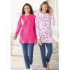 Woman Within Plus Size Perfect Printed Long-Sleeve Crewneck Tee(Emerald Green Field Floral)