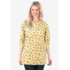Woman Within Plus Size Perfect Printed Long-Sleeve Crewneck Tee(Heather Grey Holiday)