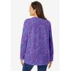 Woman Within Plus Size Perfect Printed Long-Sleeve Crewneck Tee(Petal Purple Floral Paisley)