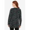 Woman Within Plus Size Perfect Printed Long-Sleeve Crewneck Tunic(Black Multi Tulip Flowers)