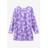 Woman Within Plus Size Perfect Printed Long-Sleeve Crewneck Tunic(Navy Floral Tie Dye)