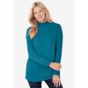 Woman Within Plus Size Perfect Printed Long-Sleeve Mockneck Tee(Emerald Green Field Floral)