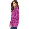 Woman Within Plus Size Perfect Printed Long-Sleeve Mockneck Tee(Ivory Leaf Print)