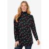 Woman Within Plus Size Perfect Printed Long-Sleeve Turtleneck Tee(Black White Stars)