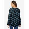 Woman Within Plus Size Perfect Printed Long-Sleeve V-Neck Tee(Blue Rose Ditsy Bouquet)