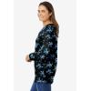 Woman Within Plus Size Perfect Printed Long-Sleeve V-Neck Tee(Blue Rose Ditsy Bouquet)