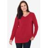 Woman Within Plus Size Perfect Printed Long-Sleeve V-Neck Tee(Heather Grey Holiday)
