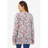 Woman Within Plus Size Perfect Printed Long-Sleeve V-Neck Tee(Heather Grey Red Pretty Floral)