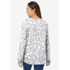 Woman Within Plus Size Perfect Printed Long-Sleeve V-Neck Tee(Ivory Leaf Print)
