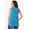 Woman Within Plus Size Perfect Printed Scoopneck Tank(Pretty Turquoise Paisley)