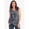 Woman Within Plus Size Perfect Printed Scoopneck Tank(Pretty Turquoise Paisley)