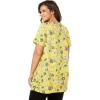 Woman Within Plus Size Perfect Printed Short-Sleeve Shirred V-Neck Tunic(White Painterly Bloom)