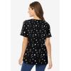 Woman Within Plus Size Perfect Printed Short-Sleeve V-Neck Tee(Black White Stars)