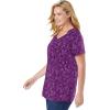 Woman Within Plus Size Perfect Printed Short-Sleeve V-Neck Tee(Emerald Green Patchwork Stripe)