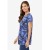 Woman Within Plus Size Perfect Printed Short-Sleeve V-Neck Tee(Navy Floral Tie Dye)
