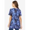 Woman Within Plus Size Perfect Printed Short-Sleeve V-Neck Tee(Navy Floral Tie Dye)